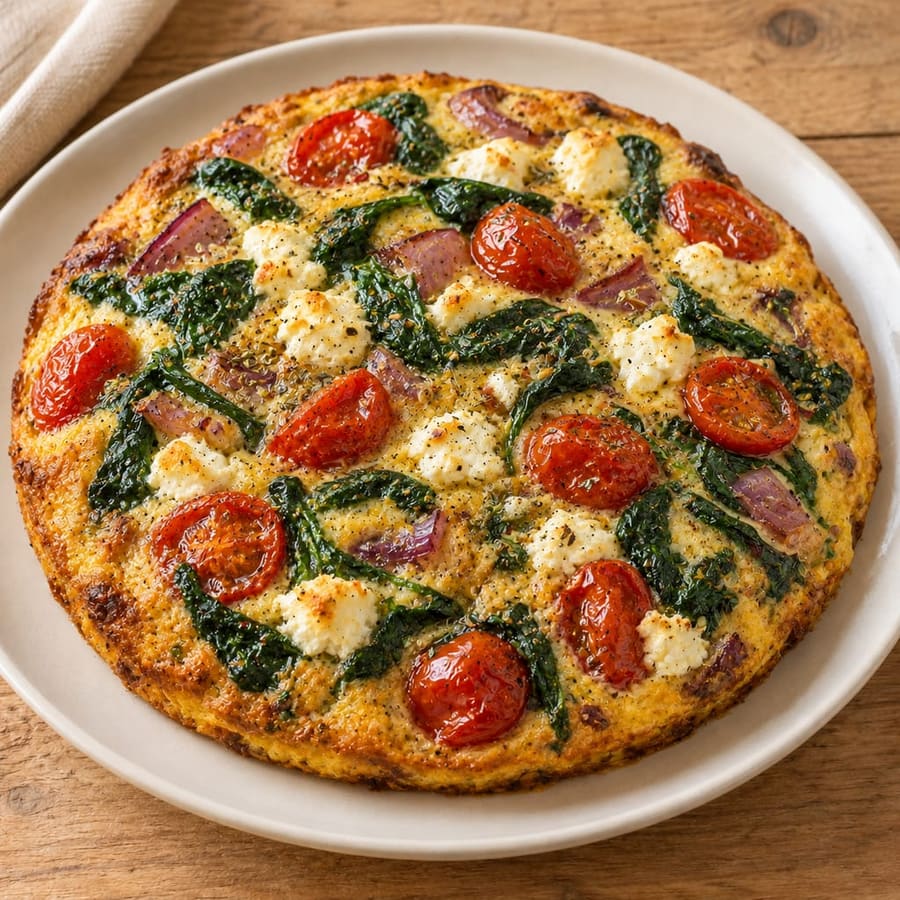 Frittata mit Kirschtomaten, Spinat und Feta