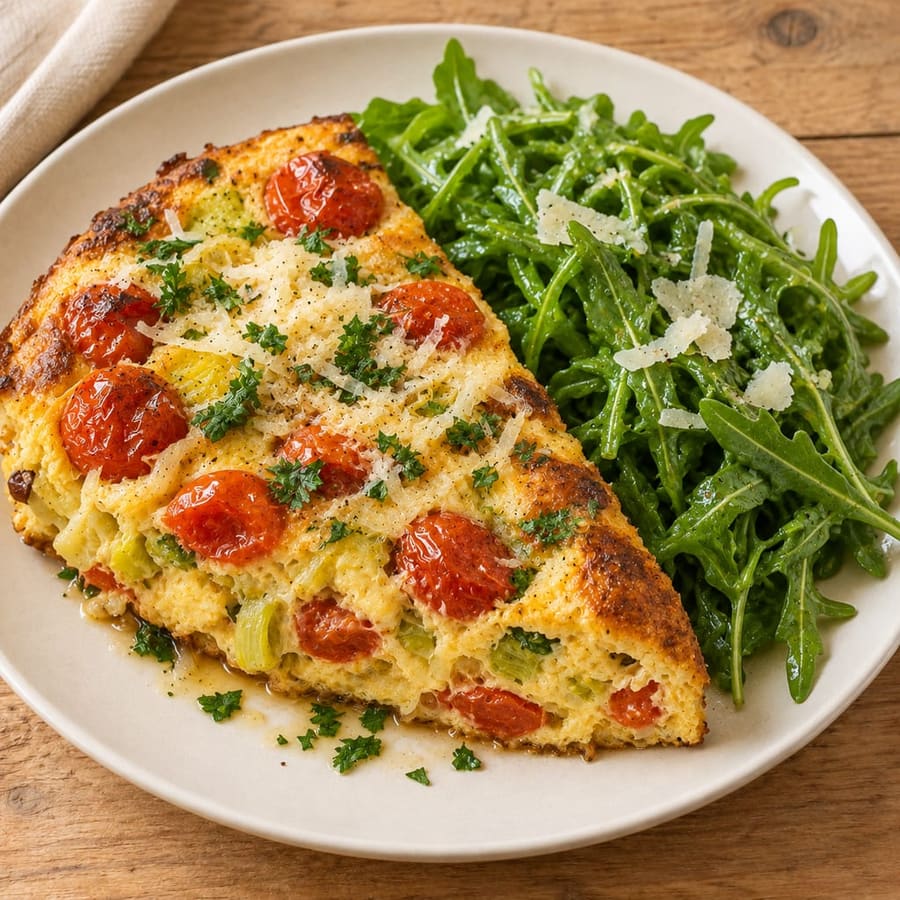 Frittata mit Kirschtomaten, Rucola und Parmesan