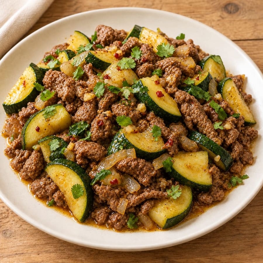 Hackfleisch-Zucchini-Pfanne mit Kreuzkümmel