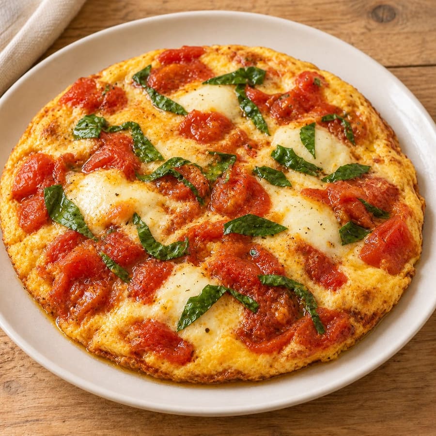 Omelett mit Tomaten und frischem Mozzarella