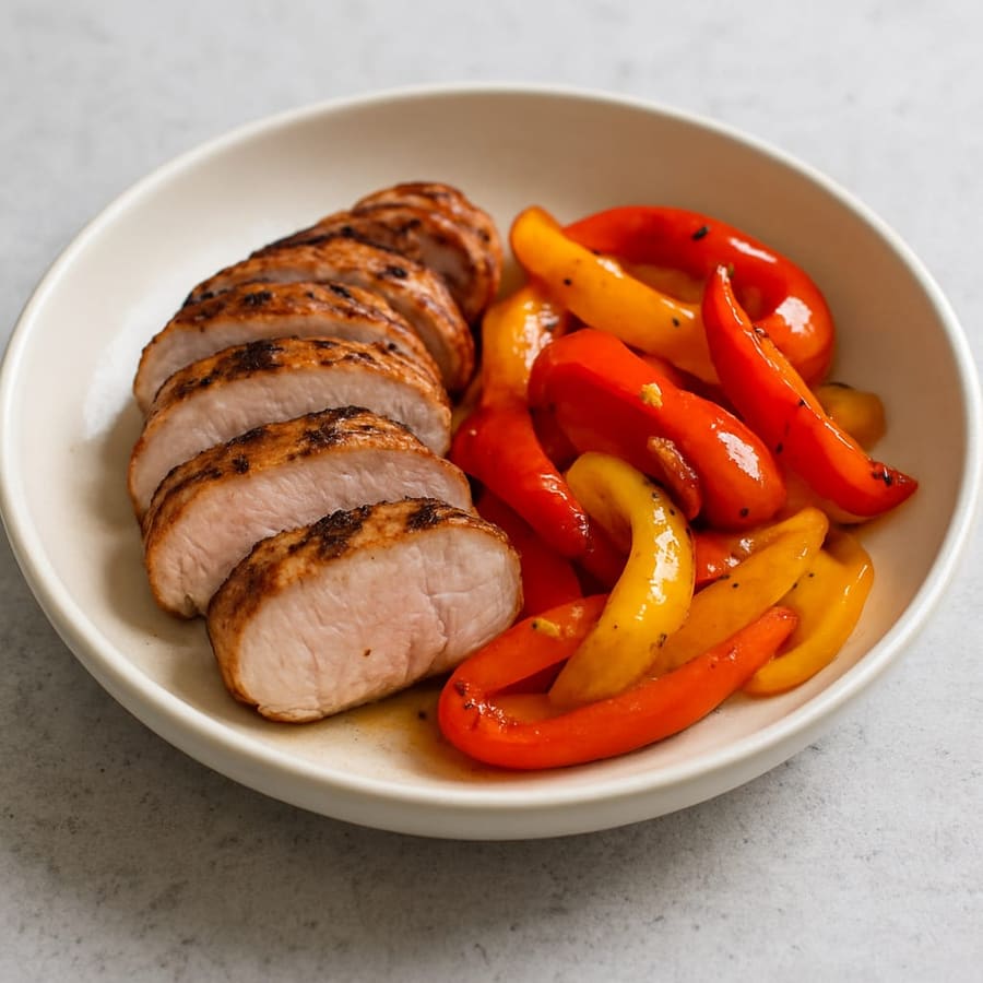 Gegrilltes Schweinelende mit Paprika