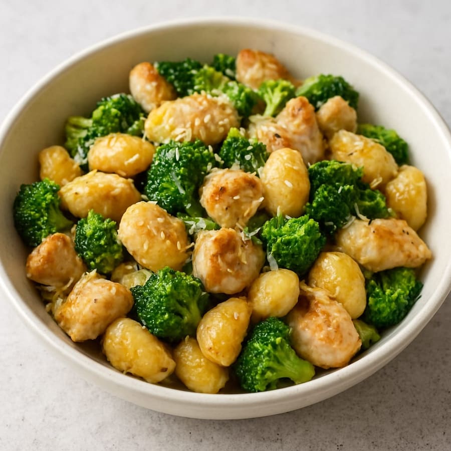 Gnocchi-Pfanne mit Hähnchen, Brokkoli und Zitrone
