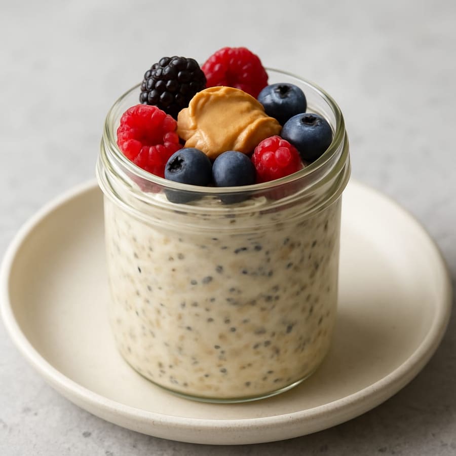 Overnight oats con bevanda di soia e frutti di bosco
