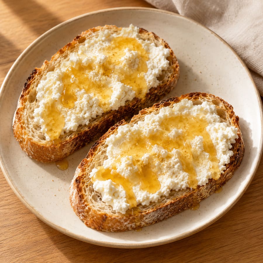 Bread with ricotta and honey