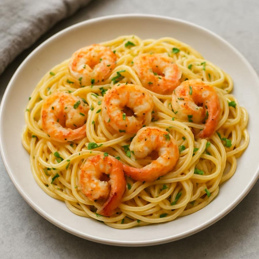 Pasta mit Knoblauchgarnelen