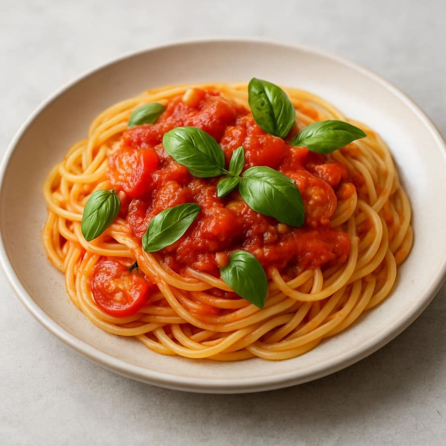 Pasta mit Tomaten und Basilikum