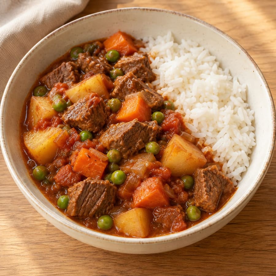 Picadinho (gewürfelter Rindereintopf mit Gemüse)