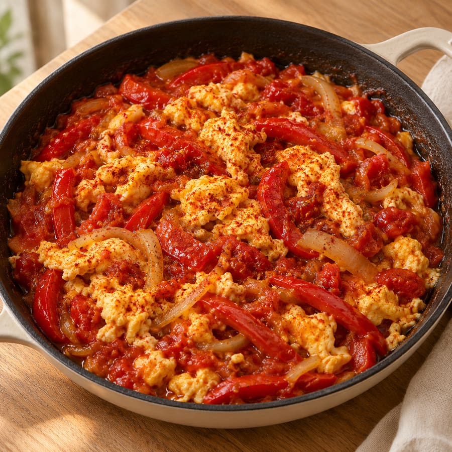 Piperrada: Paprika-Tomaten-Gemüse mit Ei
