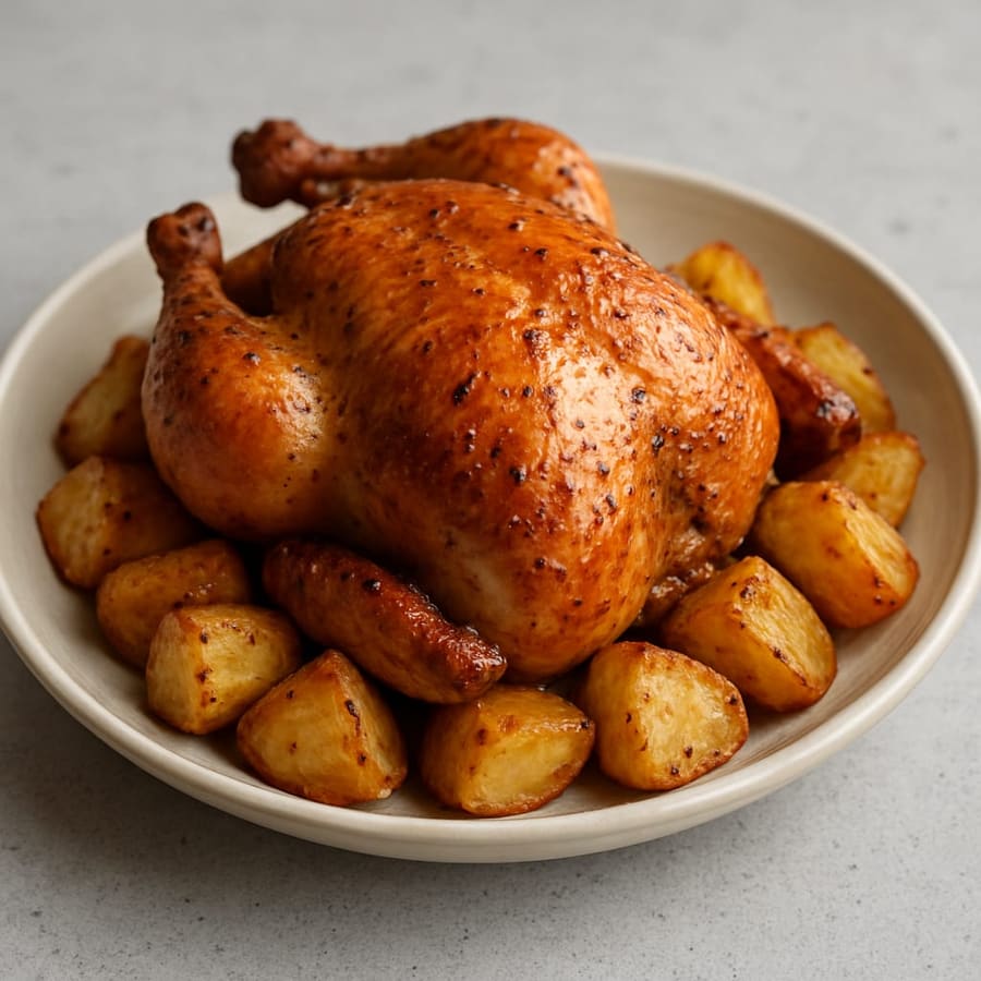 Contramuslos de pollo asados con patatas