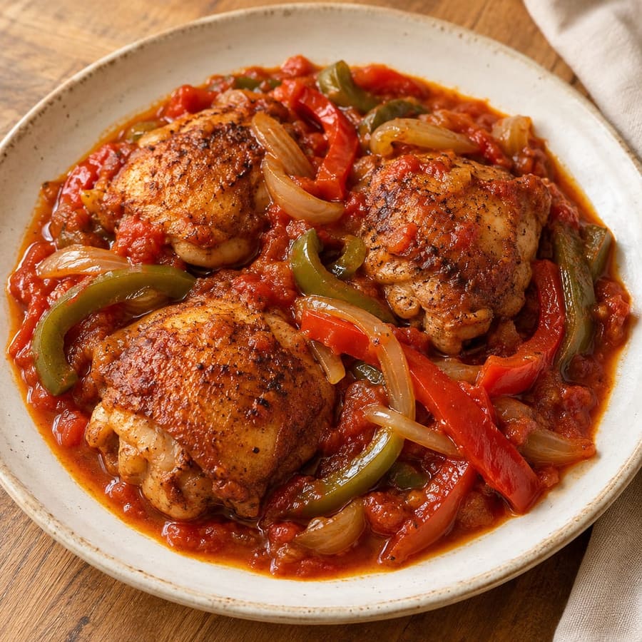 Huhn nach baskischer Art mit Paprika