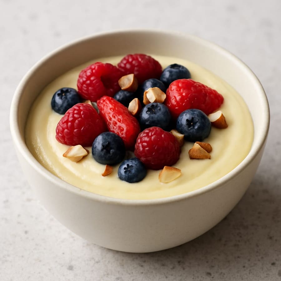 Budino proteico con frutti di bosco