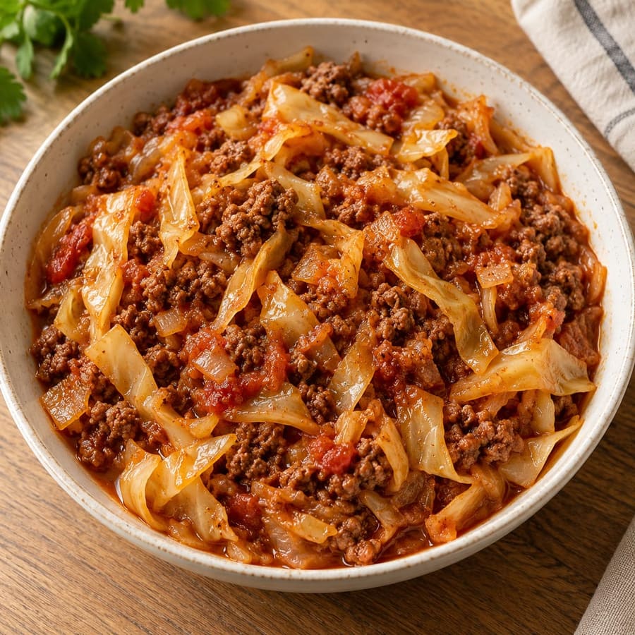 Weißkohl-Sojagranulat-Pfanne mit Paprika
