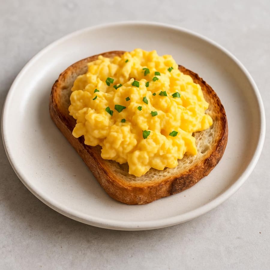 Uova strapazzate su toast