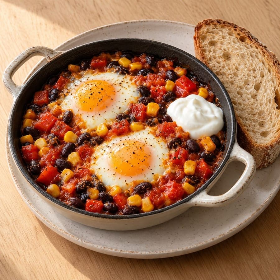 Bohnen-Eier-Pfanne mit Paprikapulver
