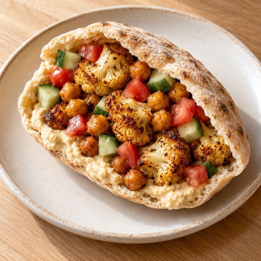 Pita mit Blumenkohl, Kichererbsen und Paprikapulver