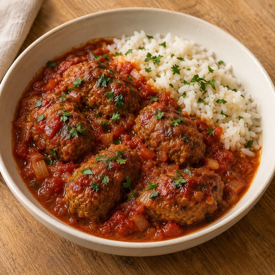 Soutzoukakia (Hackröllchen in Kreuzkümmel-Tomatensauce)
