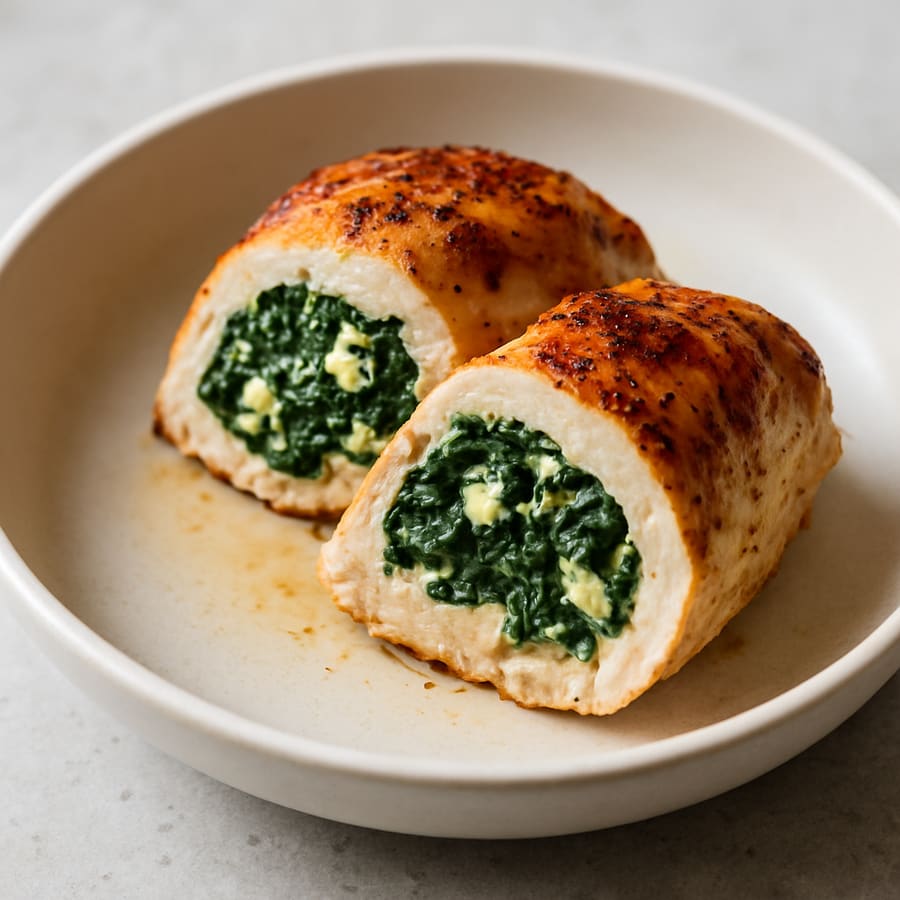 Gefülltes Hähnchen mit Spinat und Feta