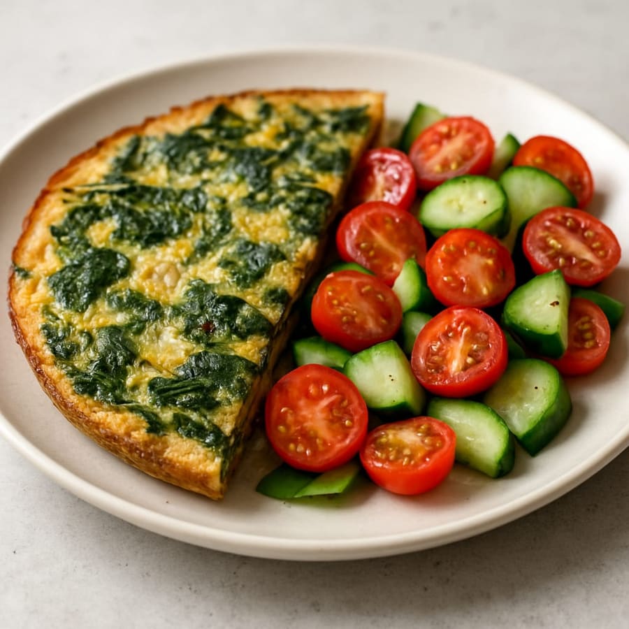 Spinat-Frittata mit Tomatensalat