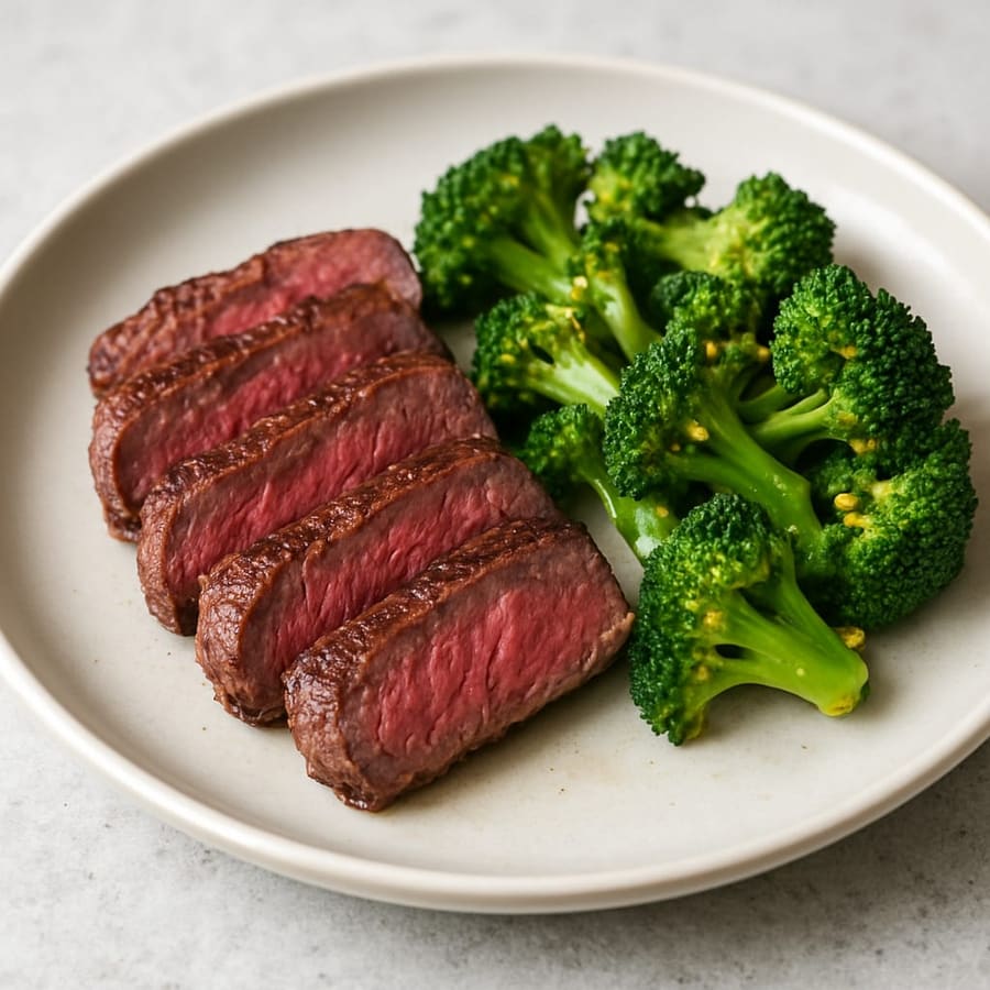 Rindersteak mit Knoblauch-Brokkoli