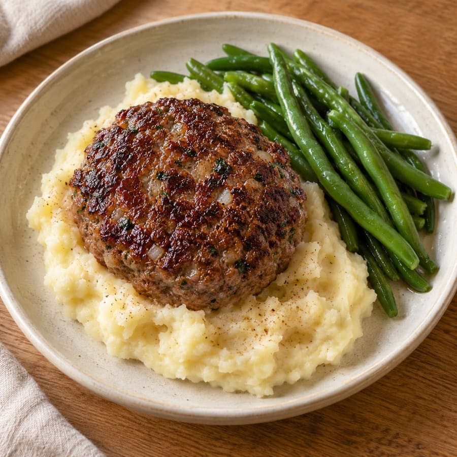 Hacksteak mit Kartoffelpüree