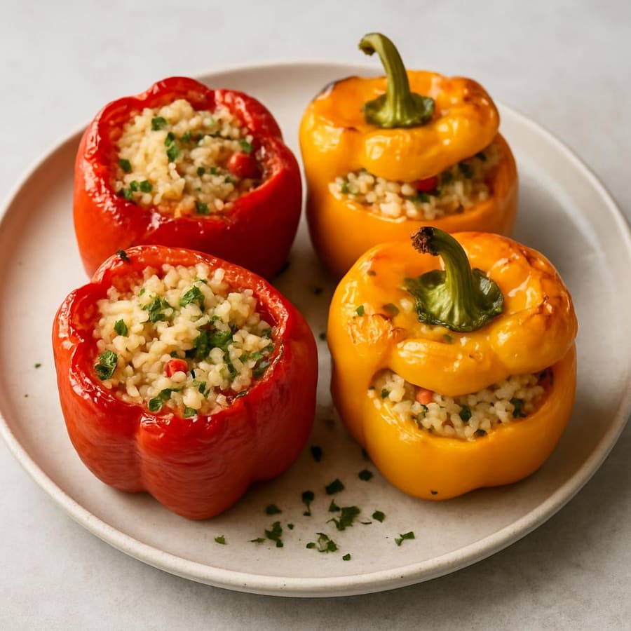 Mit Reis gefüllte Paprika