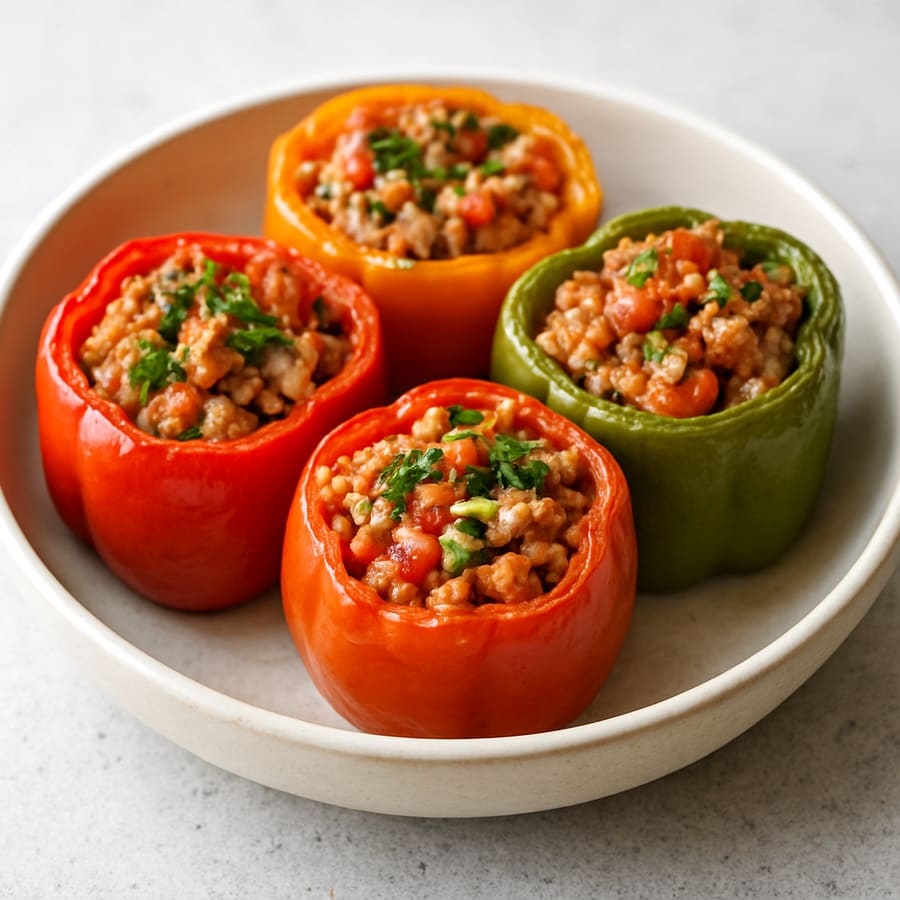 Gefüllte Paprika mit Truthahn