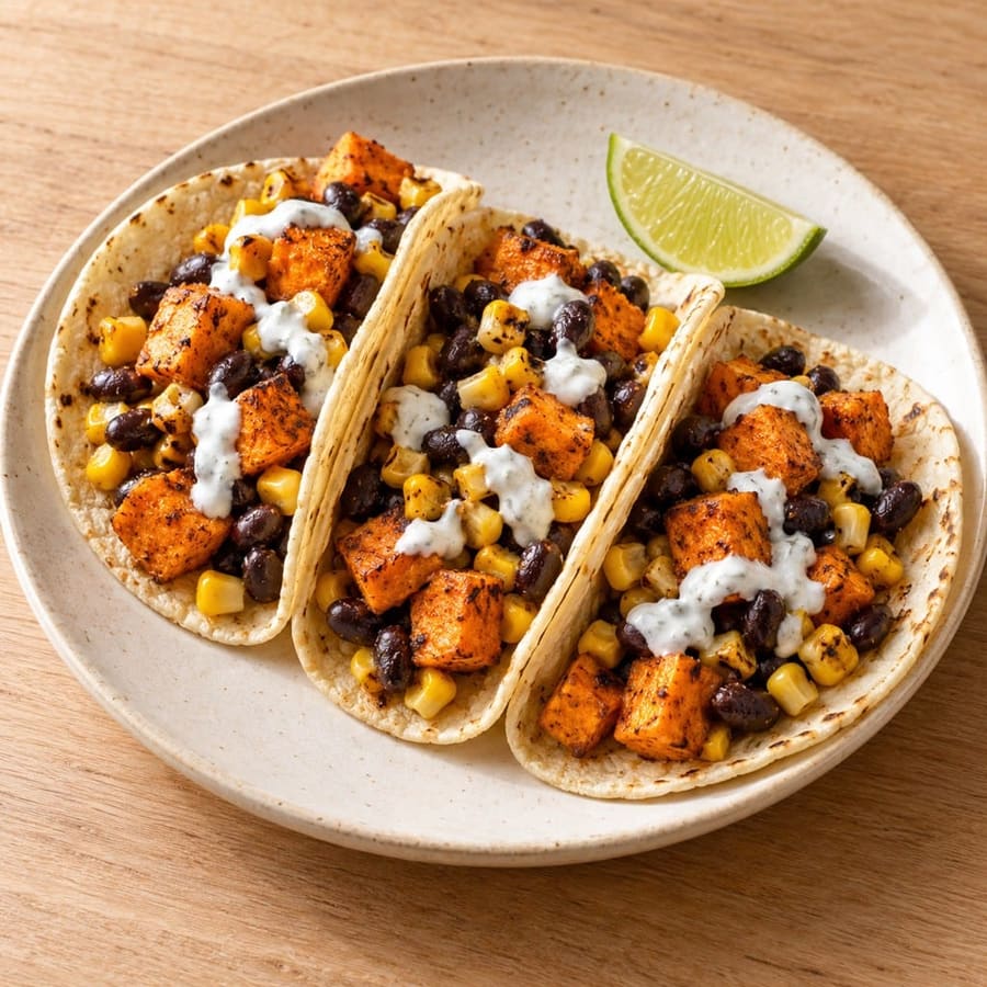 Tacos mit Süßkartoffeln und schwarzen Bohnen