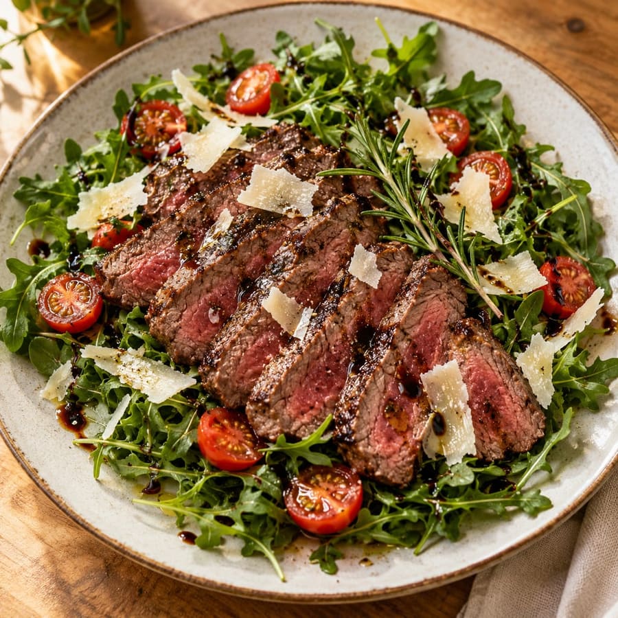 Rindersteak-Tagliata mit Rucola und Parmesan