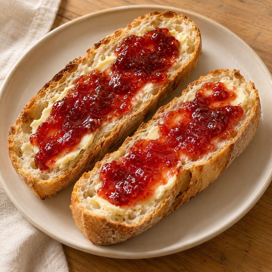 Bread with butter and jam (tartine)