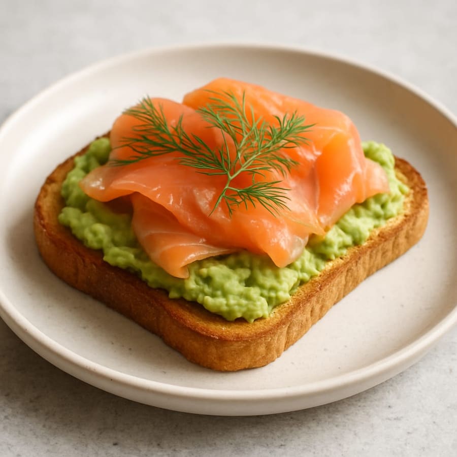 Toast con avocado e salmone affumicato