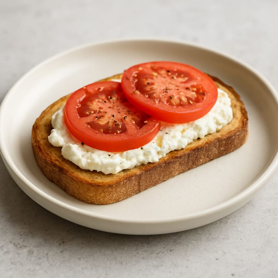 Fresh cheese and tomato toast