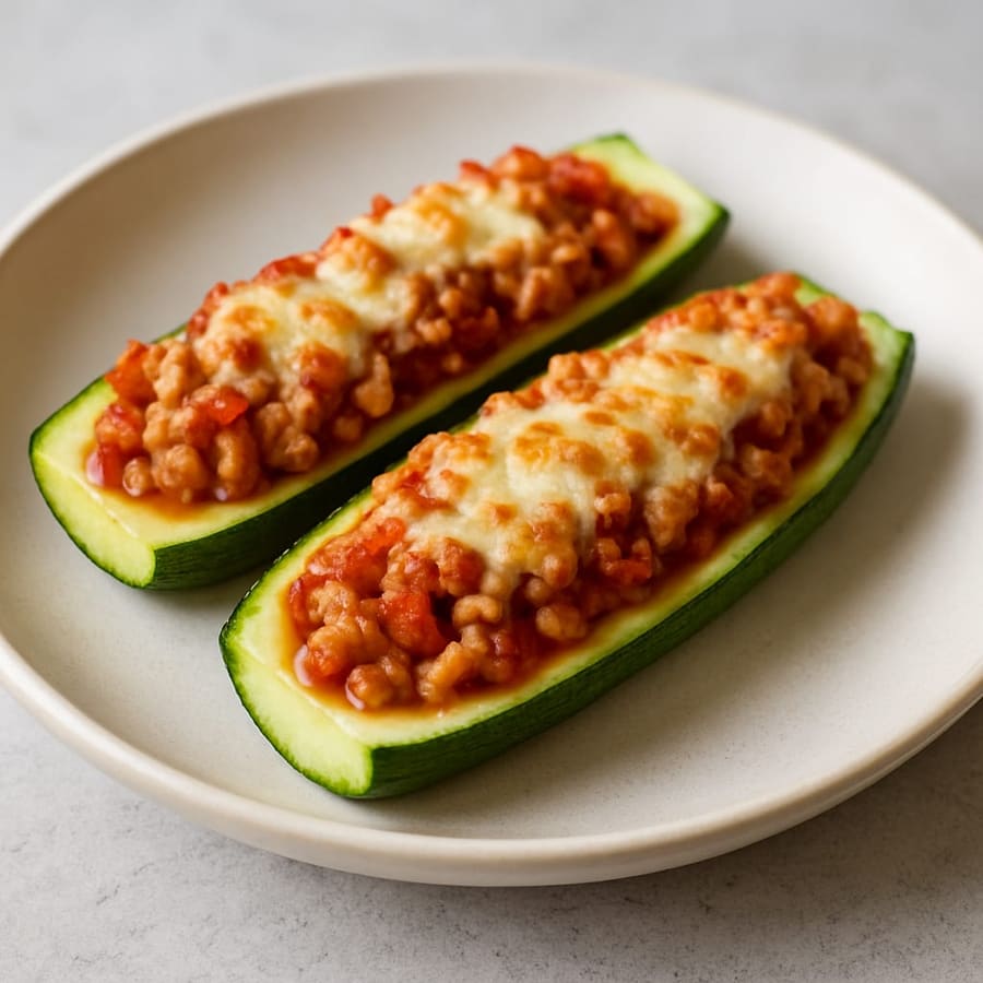 Mit Pute gefüllte Zucchini