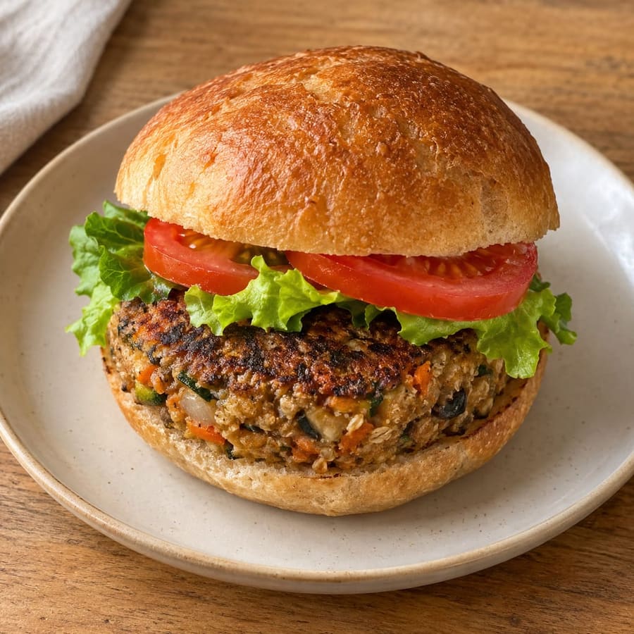 Vegan oat and vegetable burger
