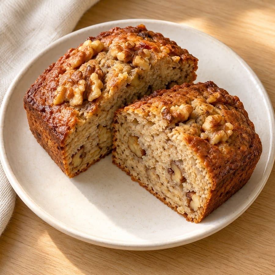 Banana bread con fiocchi di latte e noci