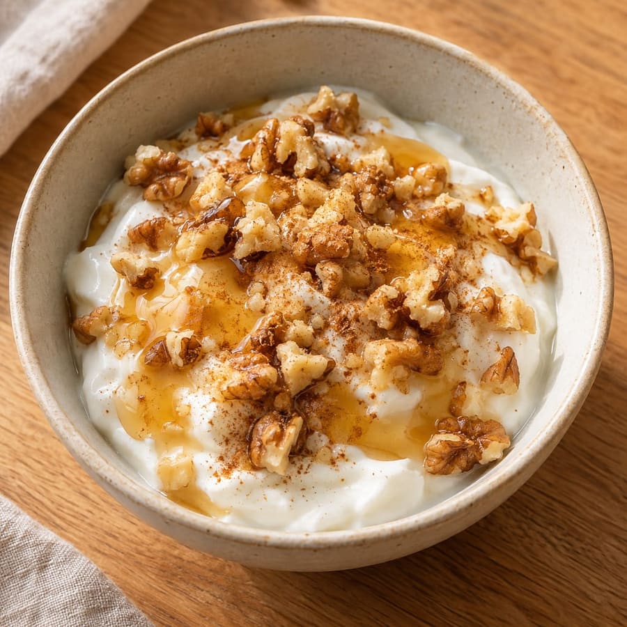 Greek yogurt with honey and walnuts