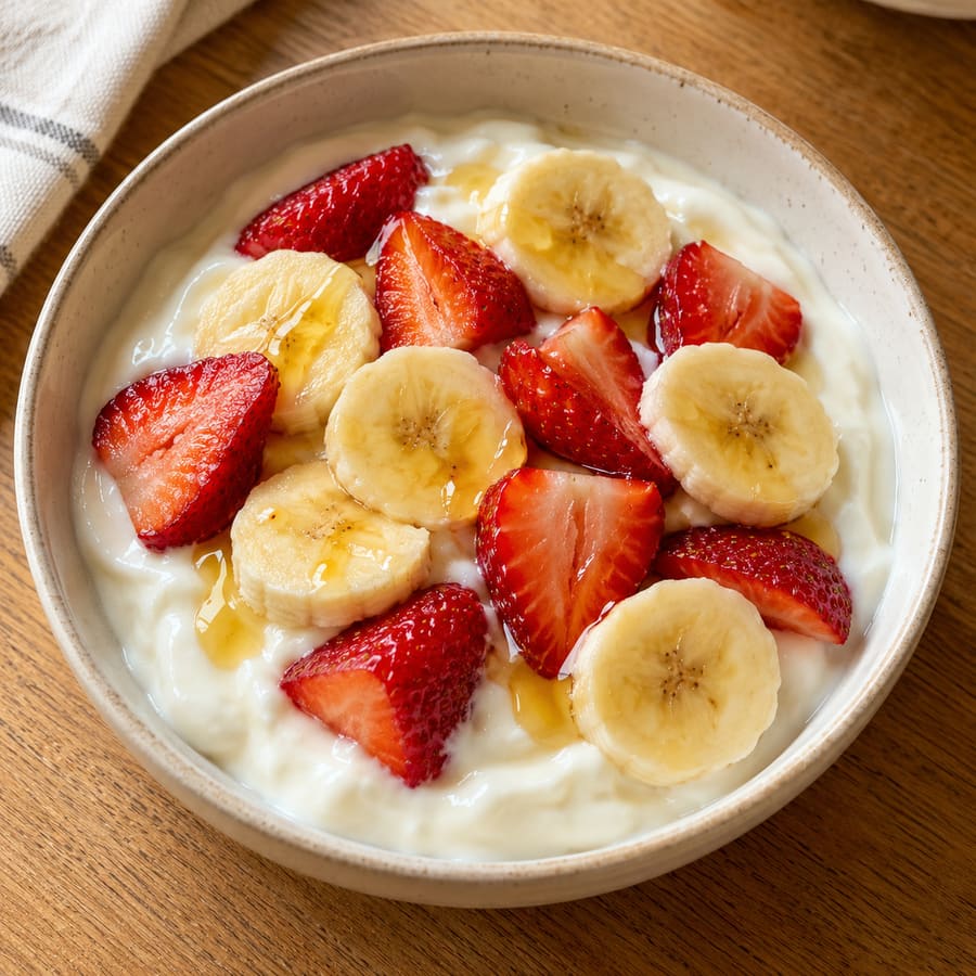 Yogurt with fresh fruit and honey