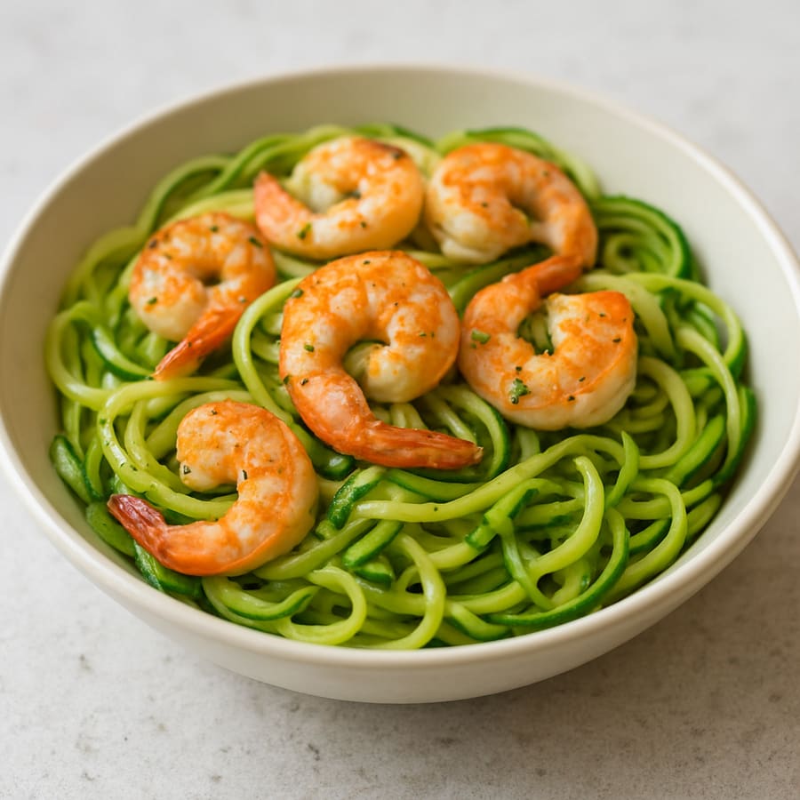 Zucchininudeln mit Garnelen